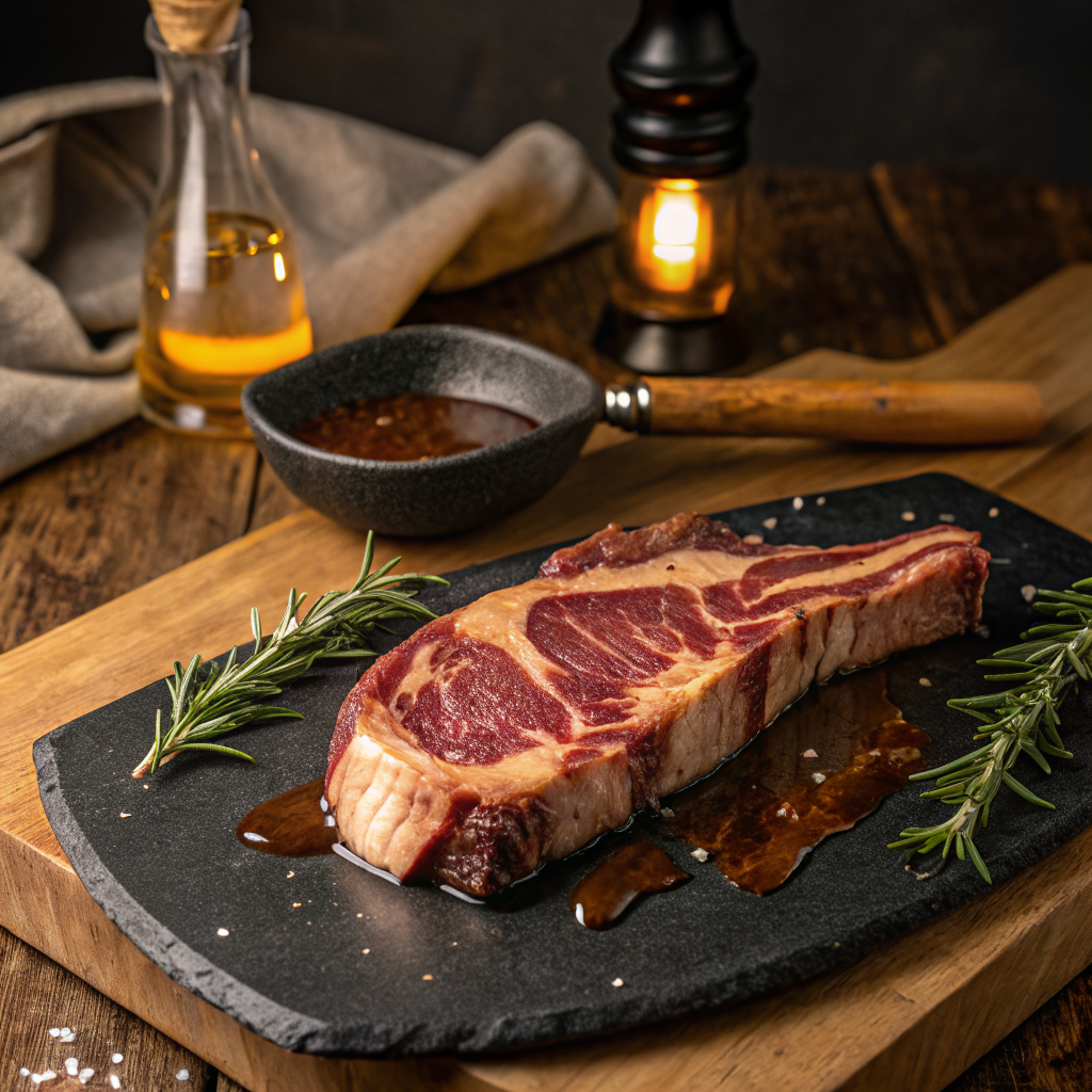 Ribeye Angus a la parrilla con marcas de fuego